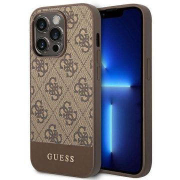   Apple iPhone 14 Pro Guess (GUHCP14LG4GLBR) 4G Stripe hátlapi tok, Barna