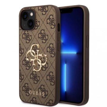   Apple iPhone 15 Guess (GUHCP15S4GMGBR) 4G Big Metal Logo hátlapi tok, Barna